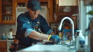 plumber fixes kitchen sink