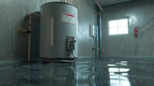 water heater in garage leaking all over floor